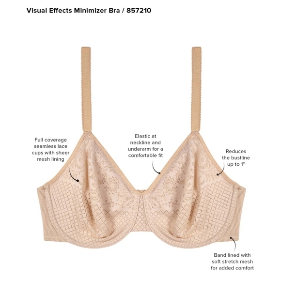 Wacoal Visual Effects Minimizer Lace Bra Plus Size 40H - Picture 4 of 16